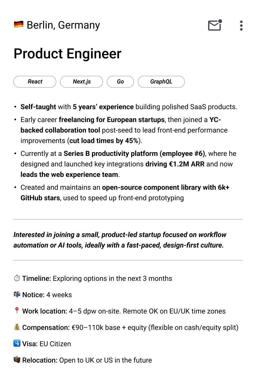 Berlin - Product Engineer Berlin - Product Engineer